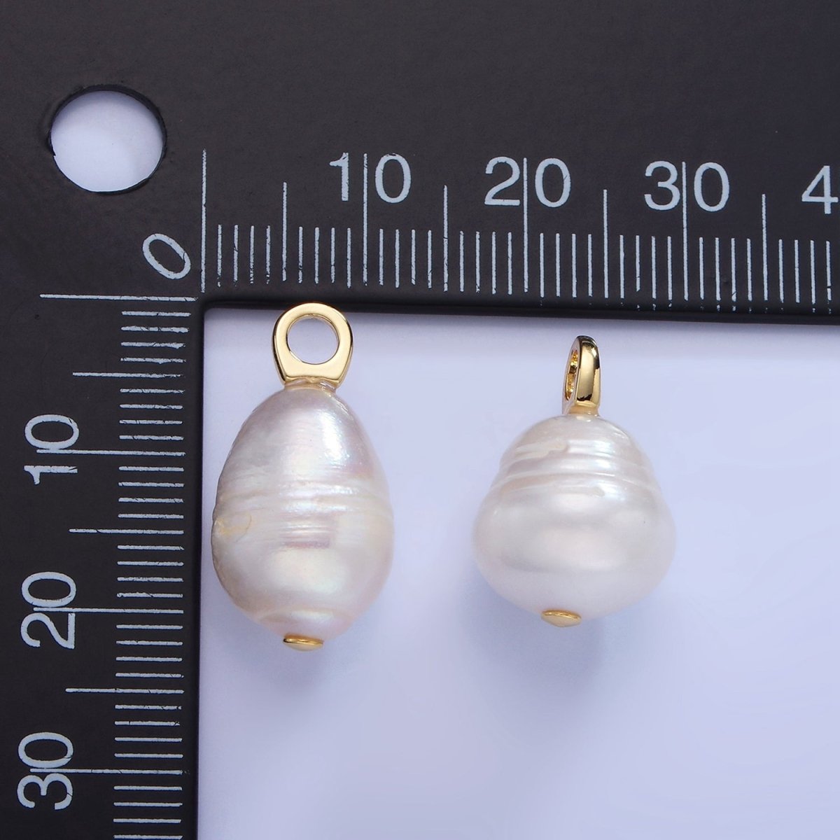 14K Gold Filled White Ringed Baroque Freshwater Pearl Drop Pendant | P1734