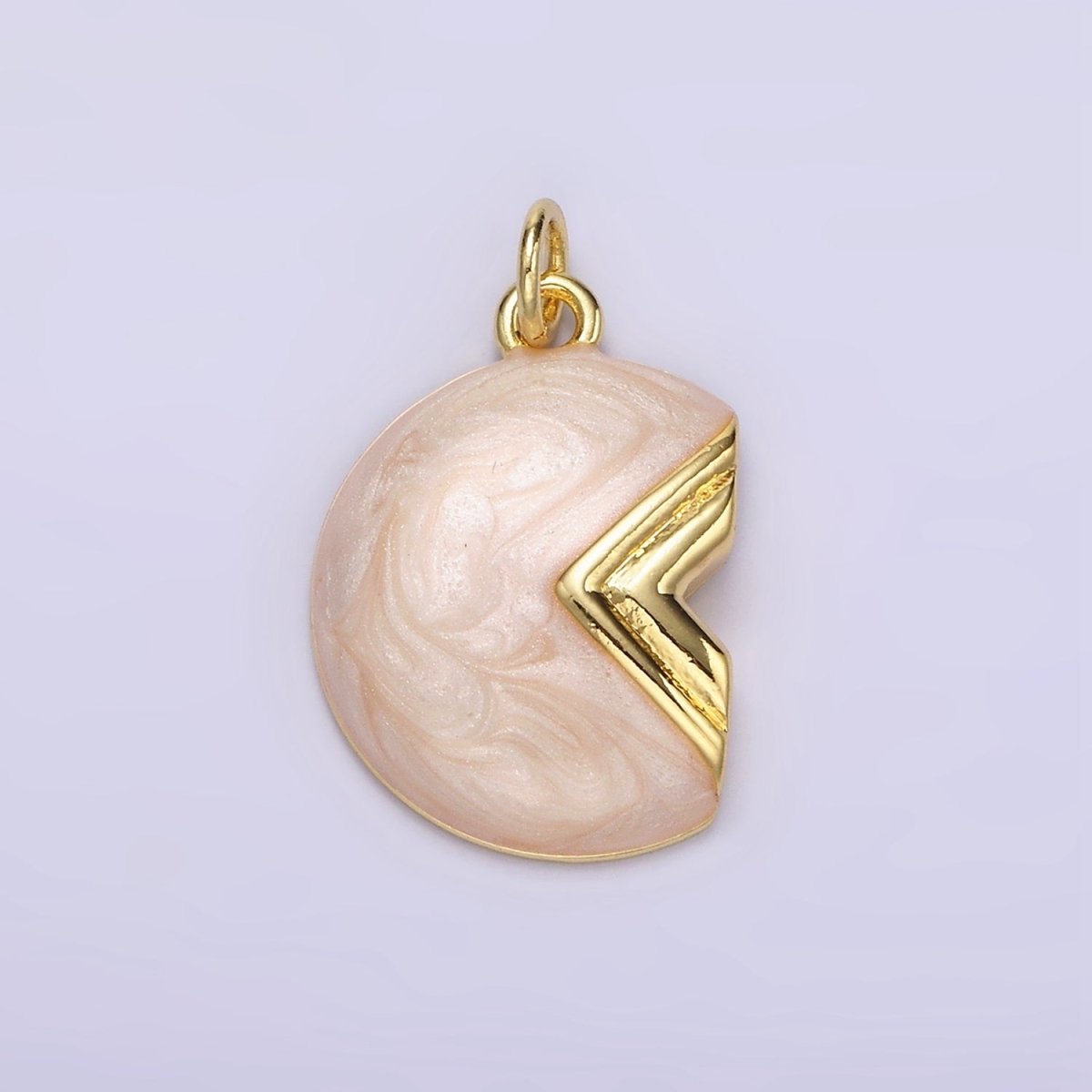 14K Gold Filled White, Teal Sparkly Enamel Crescent Moon Charm | N1148 N1149
