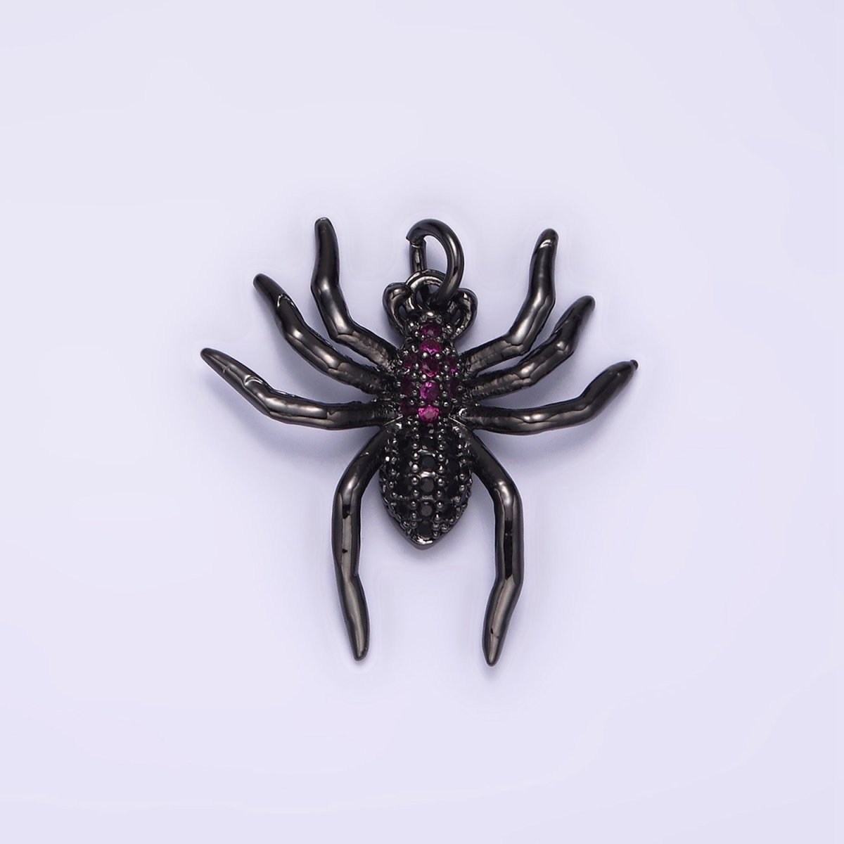 14K Gold Filled Widow Spider Insect Animal Fuchsia Micro Paved CZ Charm in Black & Gold | AG383 AG384