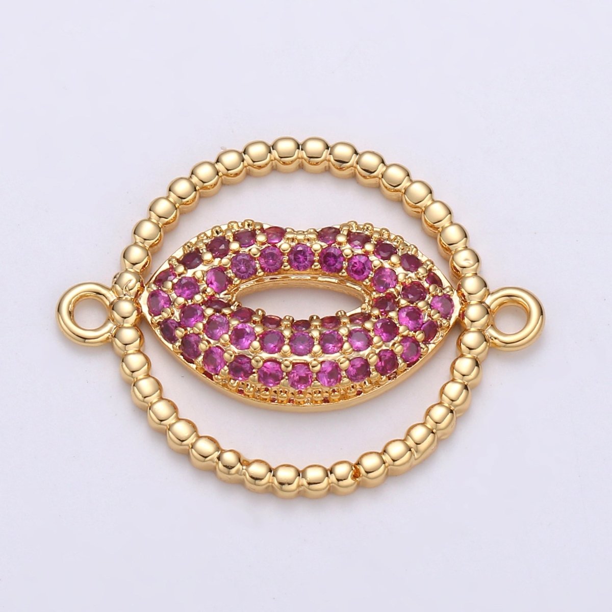 14k Gold Filled XOXO Kiss Mark Lips Connector Charm - Red Lips mwah muah, hugs and kisses, friendship love Jewelry Supply Bracelet Necklace F-554
