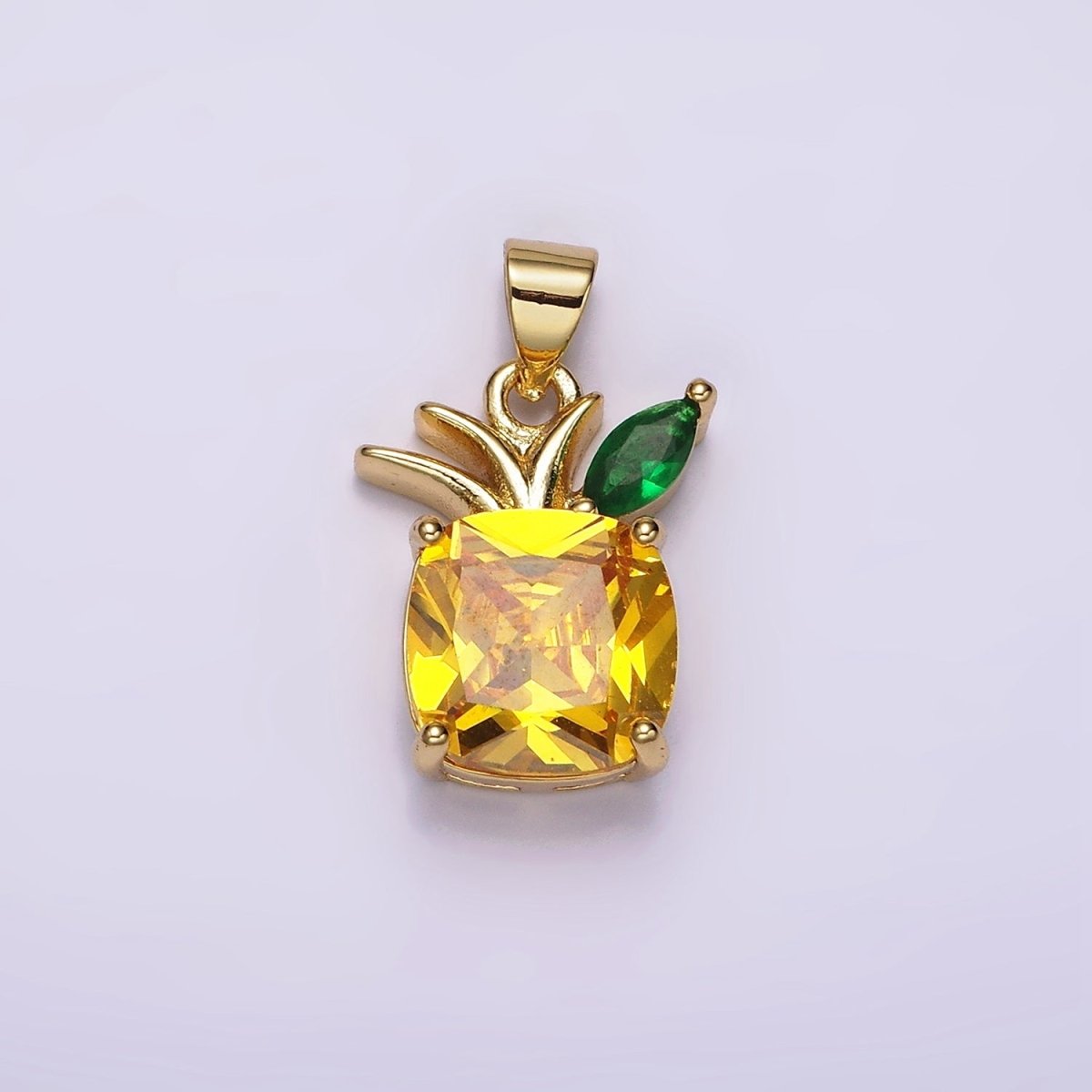 14K Gold Filled Yellow CZ Pineapple Fruit Pendant | AH127
