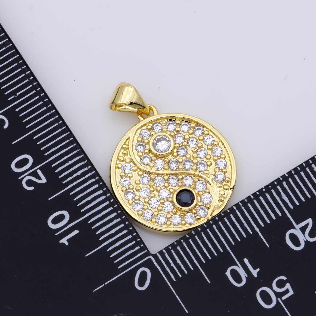 14K Gold Filled Yin Yang Dainty Pendant, Micro Pave YinYang Charm For necklace bracelet earring J-930