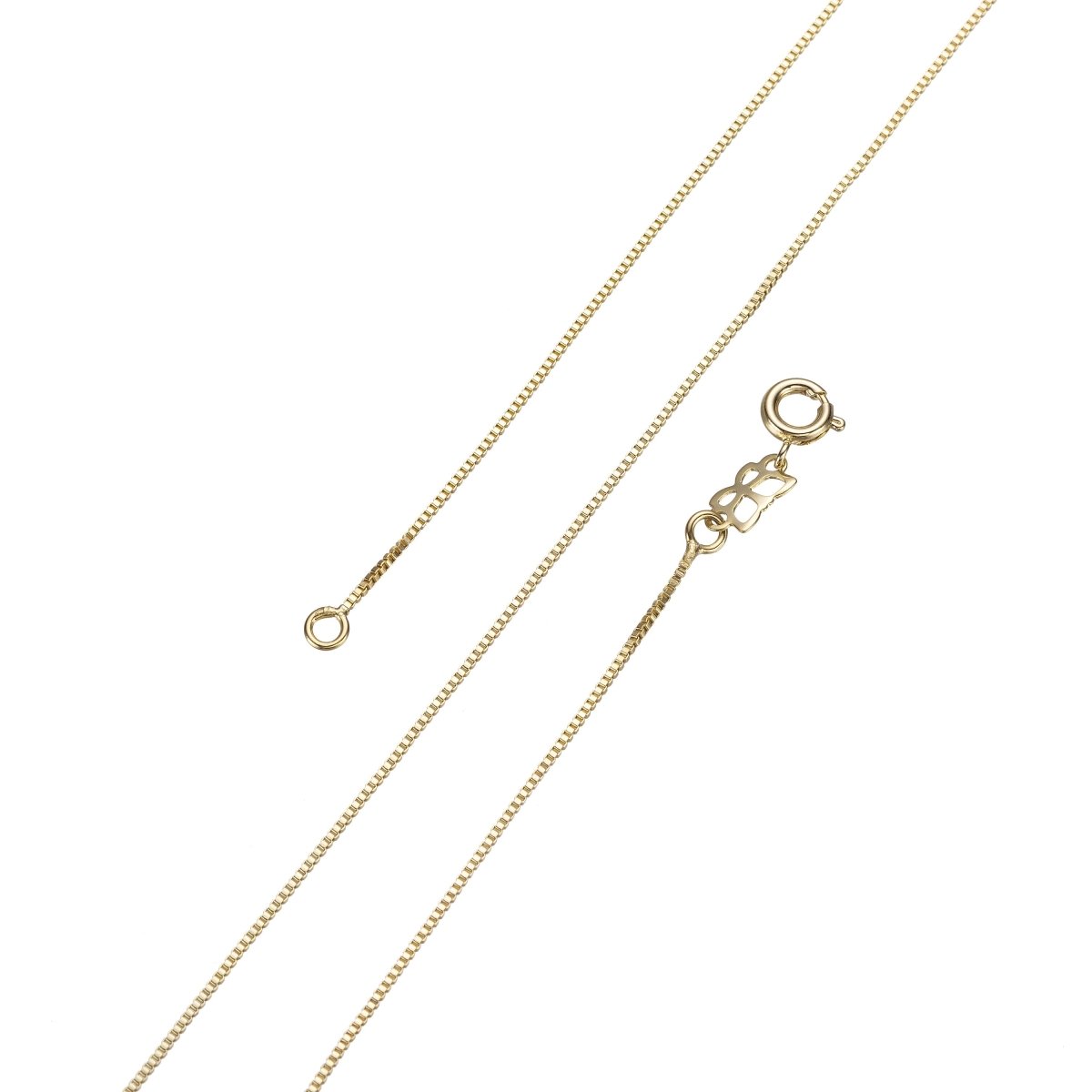 14K Gold Plated 16, 17.5" Box Necklace w/ Spring Rings, 1mm in Width | CN-241, CN-318
