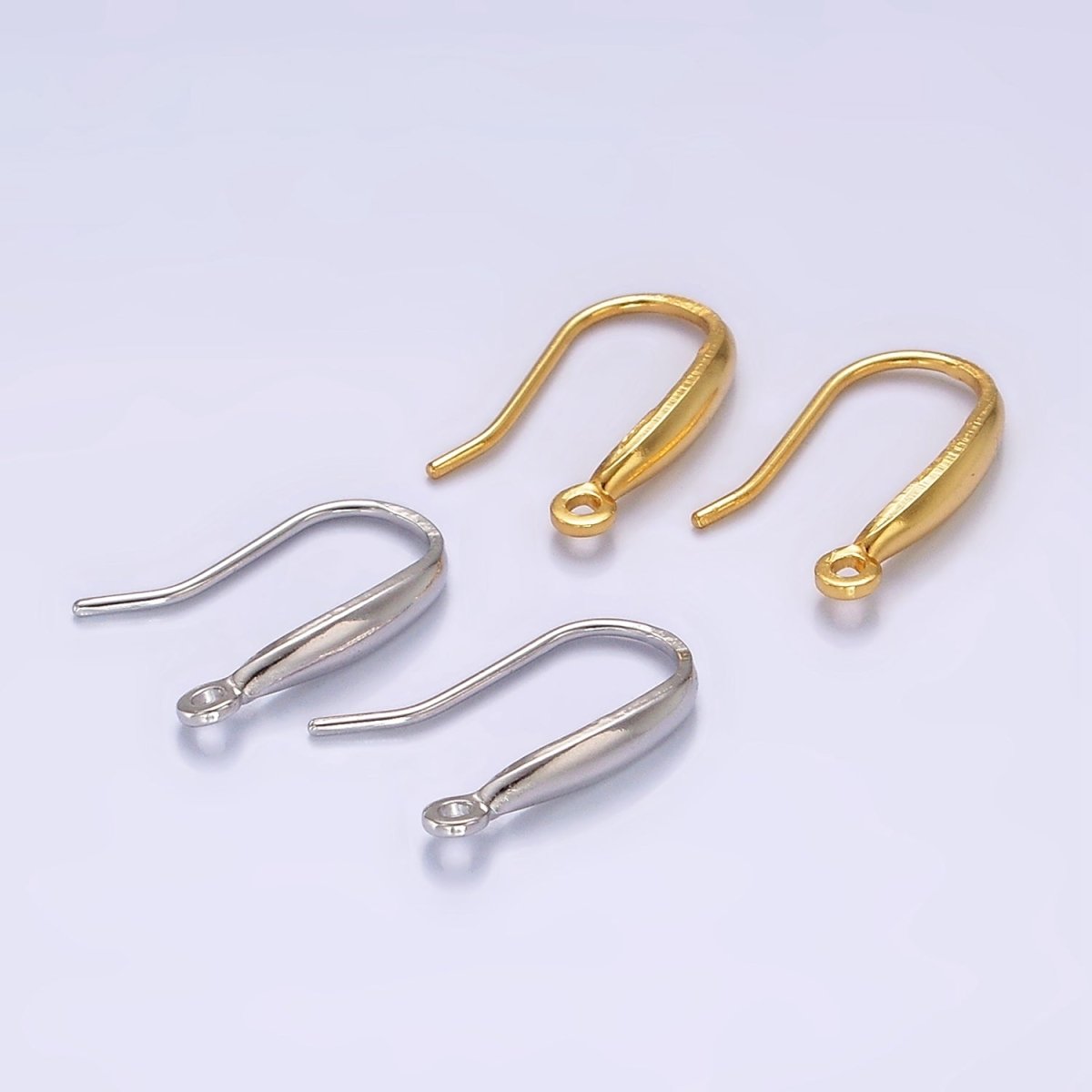 14K Gold Vermeil Minimalist Open Loop French Hook Earrings Jewelry Findings in Gold & Silver | Z-523 Z-524