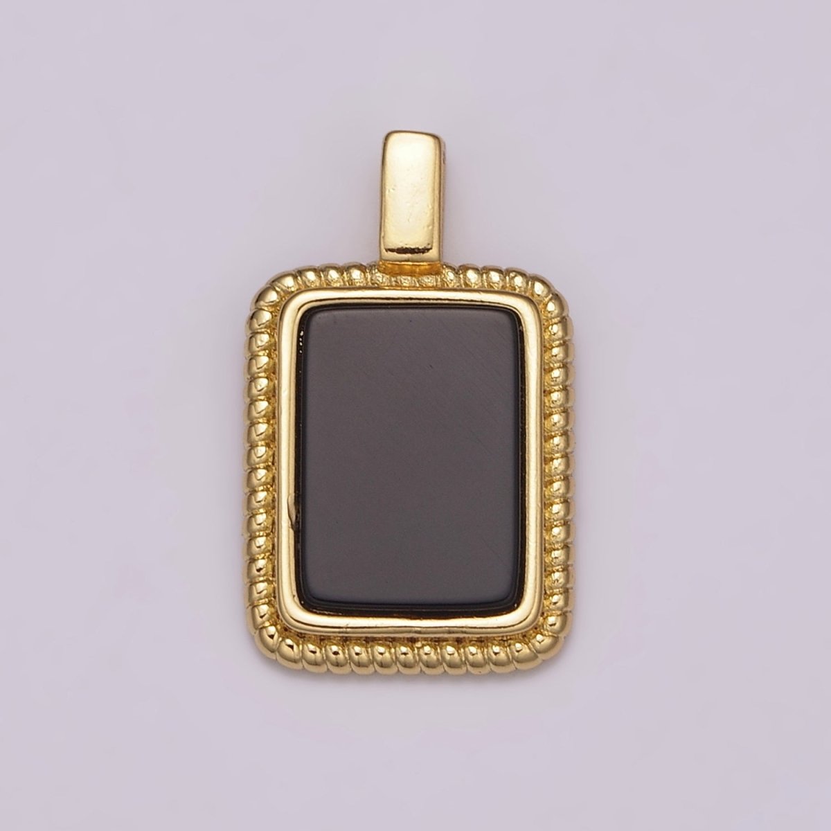 14K Yellow Gold Filled Square Gemstone Medallion Pendant Abalone, Tiger Eye, Carnelian, Black ,Green Agate for Vintage Classic Minimalist Jewelry N-473 - N-477