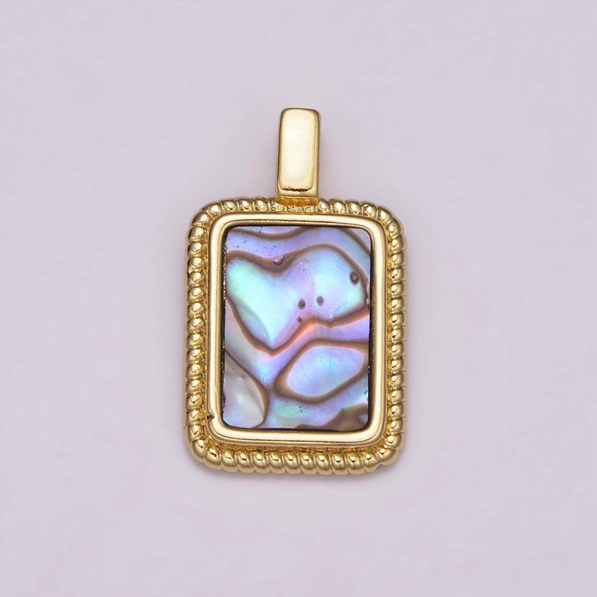 14K Yellow Gold Filled Square Gemstone Medallion Pendant Abalone, Tiger Eye, Carnelian, Black ,Green Agate for Vintage Classic Minimalist Jewelry N-473 - N-477