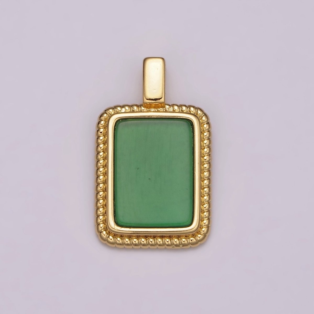 14K Yellow Gold Filled Square Gemstone Medallion Pendant Abalone, Tiger Eye, Carnelian, Black ,Green Agate for Vintage Classic Minimalist Jewelry N-473 - N-477