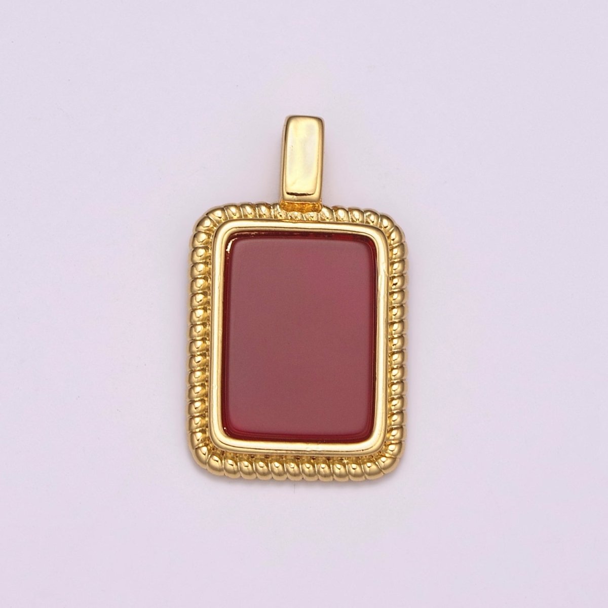 14K Yellow Gold Filled Square Gemstone Medallion Pendant Abalone, Tiger Eye, Carnelian, Black ,Green Agate for Vintage Classic Minimalist Jewelry N-473 - N-477