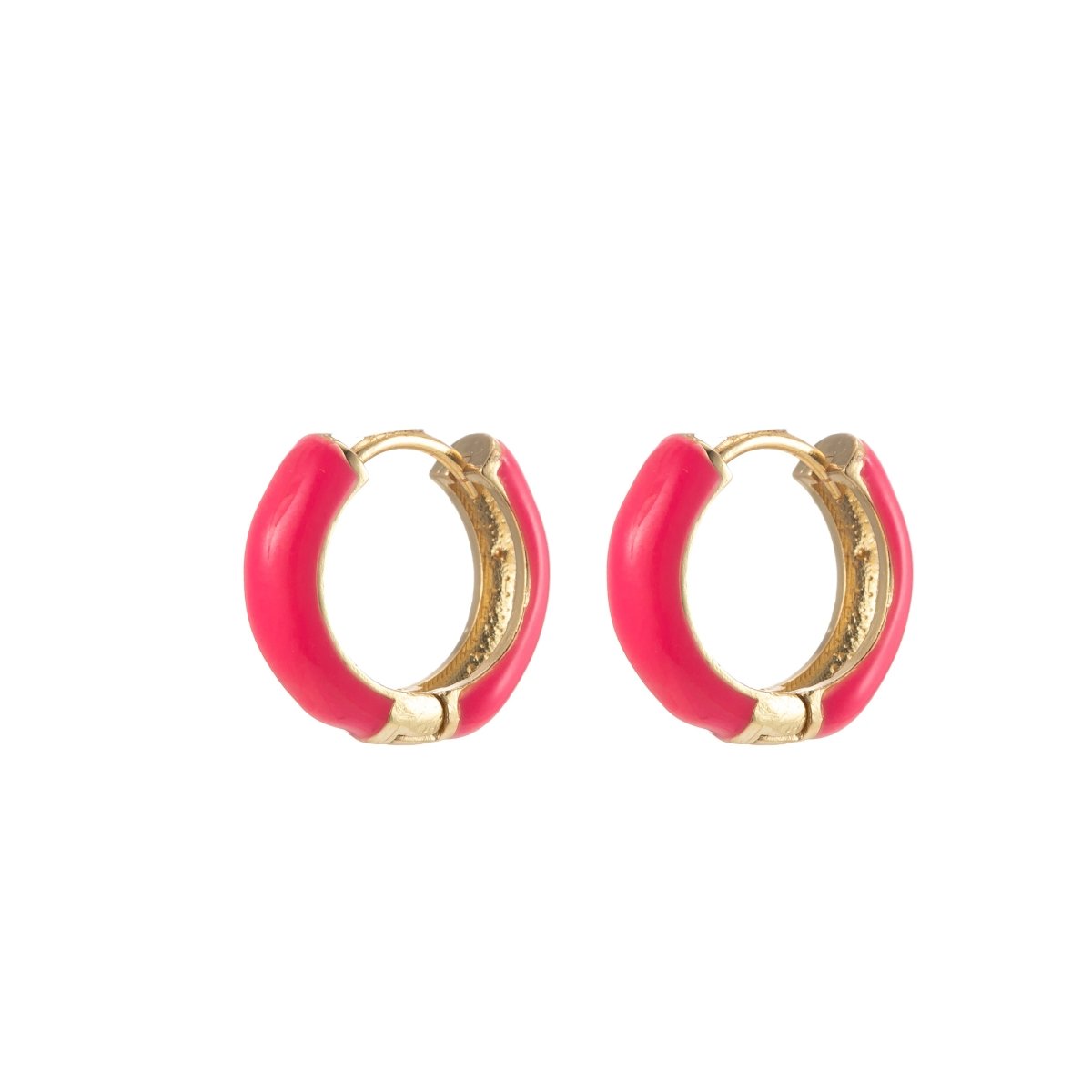 14mm Huggie Earring Colorful Neon Enamel Gold Multi Color Small Hoops Y2K Jewelry P-141-P-149