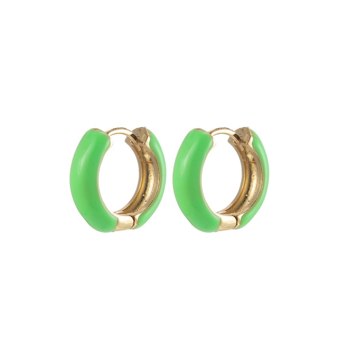 14mm Huggie Earring Colorful Neon Enamel Gold Multi Color Small Hoops Y2K Jewelry P-141-P-149