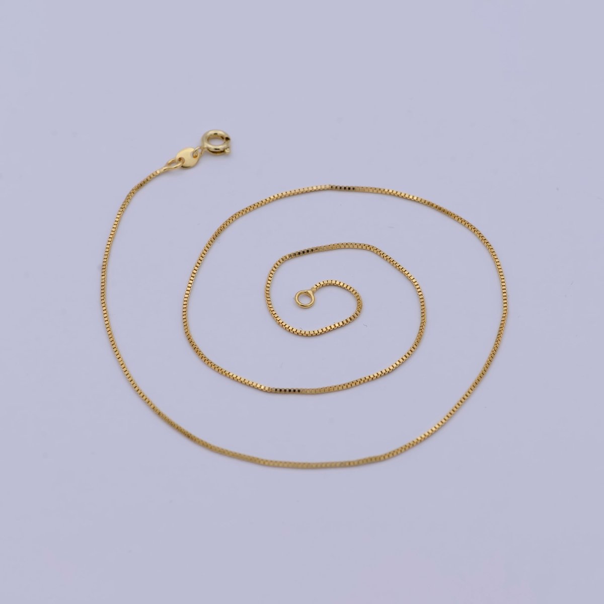 15.5" Box Chain Necklace, Dainty 24K Gold Plated 0.7mm Layering Finished Chain | WA-503 Clearance Pricing