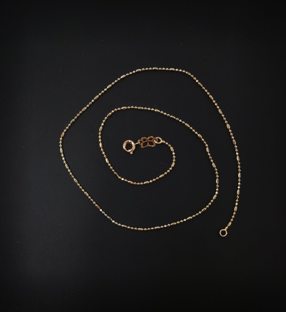 15.6'' Ready to Use 18K Gold Plated Bead Necklace Chain, Layering Beaded Chain, Dainty 1mm Bead Necklace w/Spring Ring | CN-656  Clearance Pricing