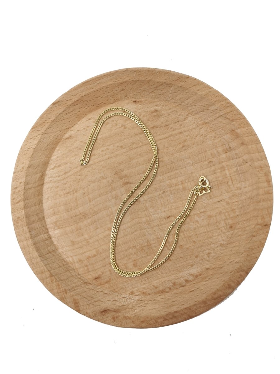 15.8 inch Curb Chain Necklace, 14K Gold Plated Finished Chain For Jewelry Making, Dainty 1.2mm Curb Necklace w/Spring Ring | CN-943  Clearance Pricing