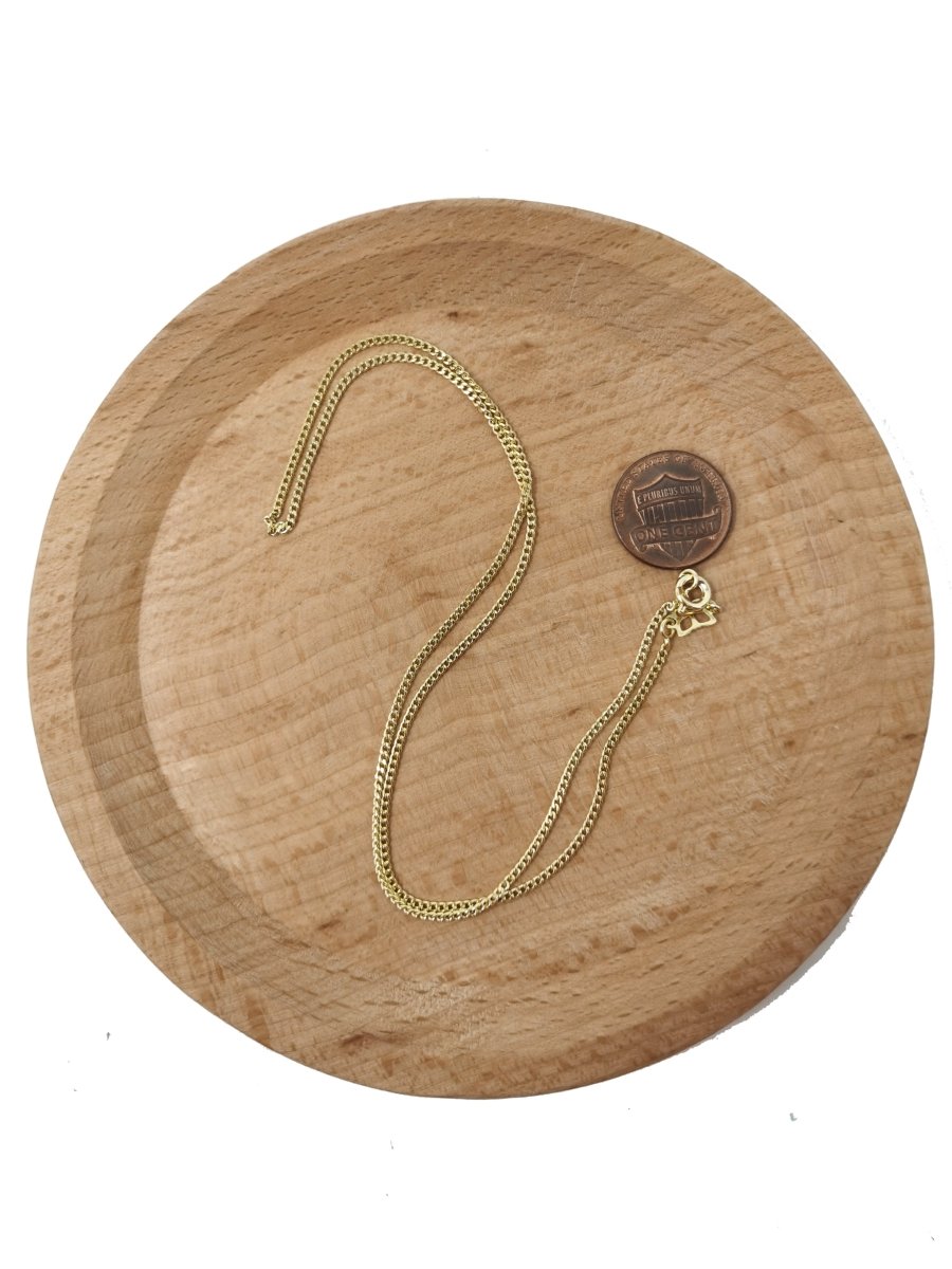 15.8 inch Curb Chain Necklace, 14K Gold Plated Finished Chain For Jewelry Making, Dainty 1.2mm Curb Necklace w/Spring Ring | CN-943  Clearance Pricing