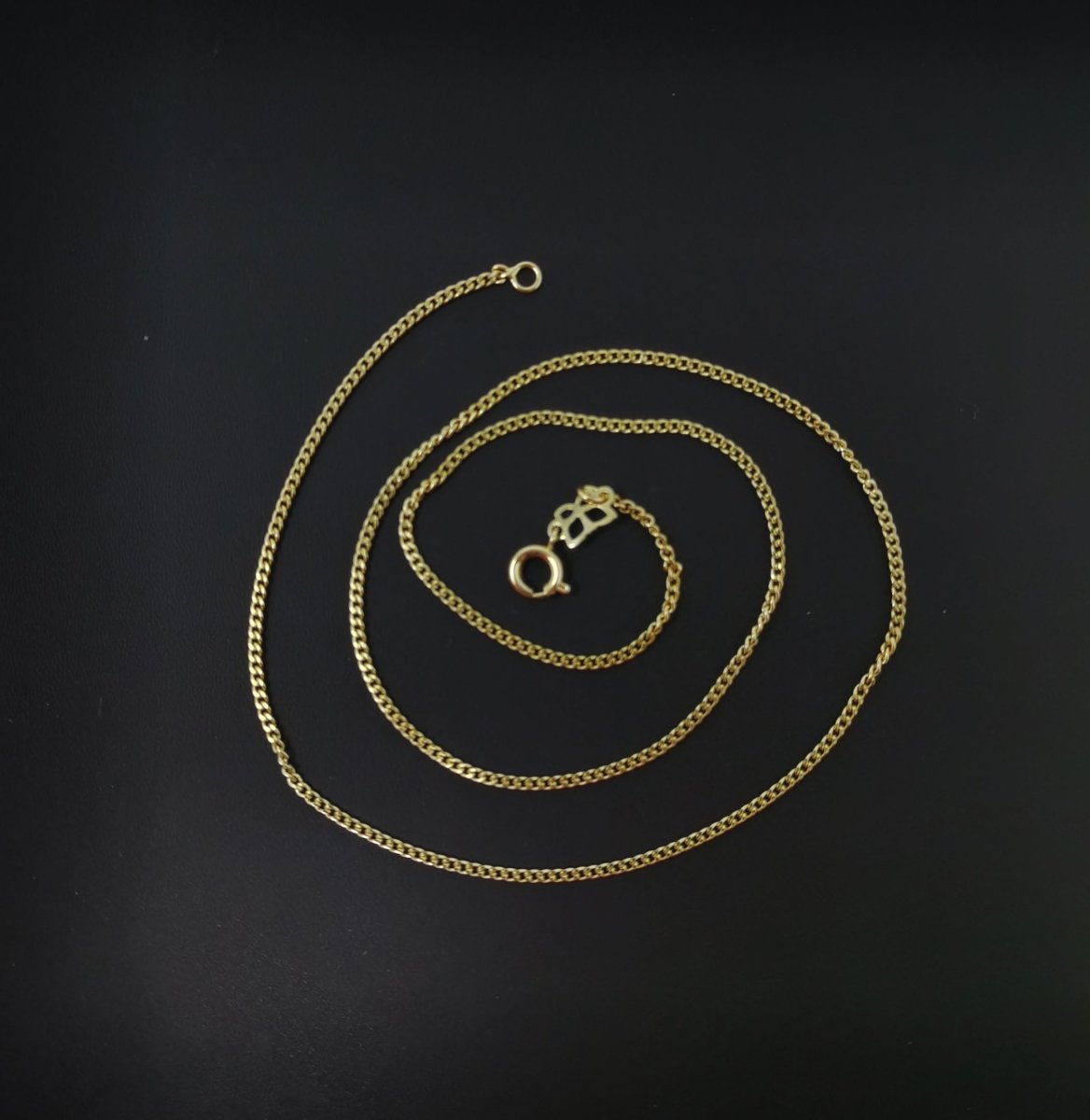 15.8 inch Curb Chain Necklace, 14K Gold Plated Finished Chain For Jewelry Making, Dainty 1.2mm Curb Necklace w/Spring Ring | CN-943  Clearance Pricing