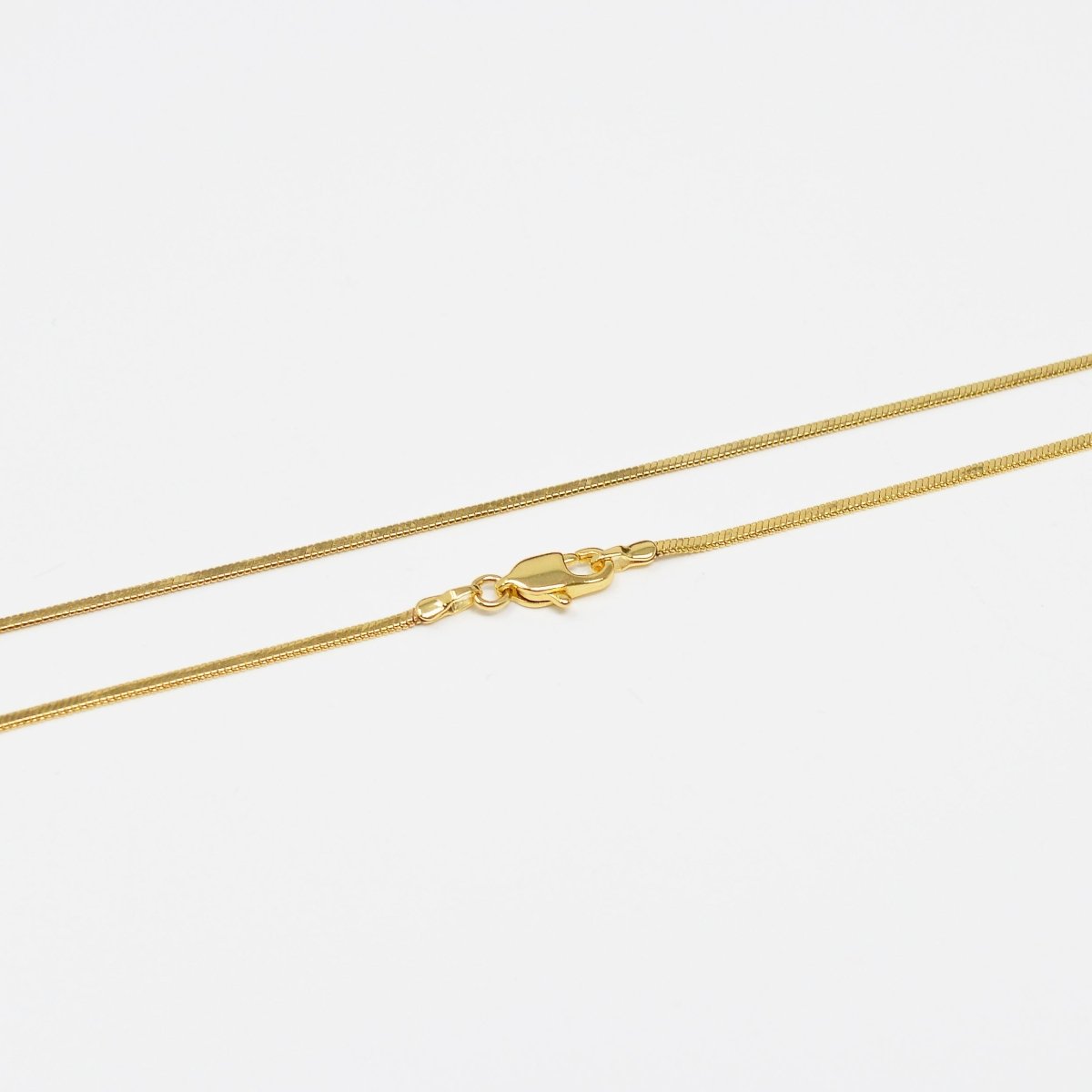 1.5mm Dainty Flat Herringbone Snake 17.5 Inch Layering Chain Necklace w. Lobster Clasps | WA-011 Clearance Pricing