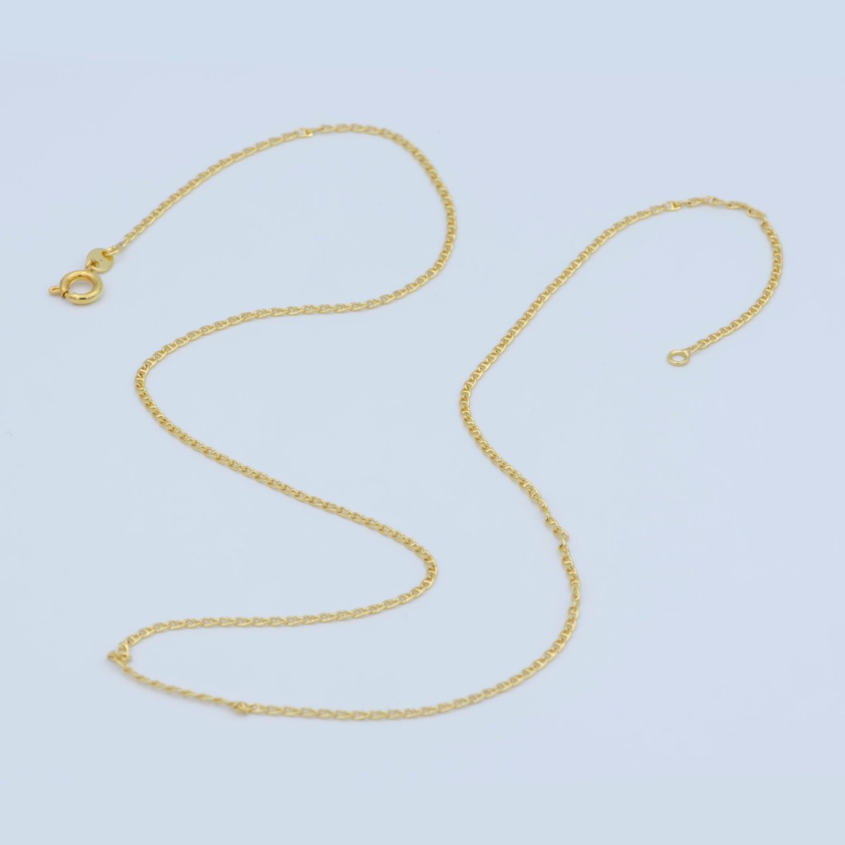 1.5mm Dainty Unique Curved Anchor 19.5 Inch Layering Chain Necklace w/Spring Ring | WA-186 Clearance Pricing
