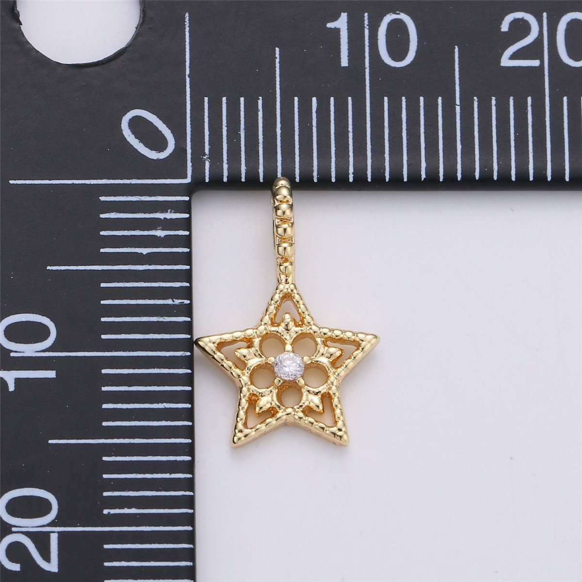 14K Gold Filled Celestial Star CZ Beaded Bail Pendant | C625