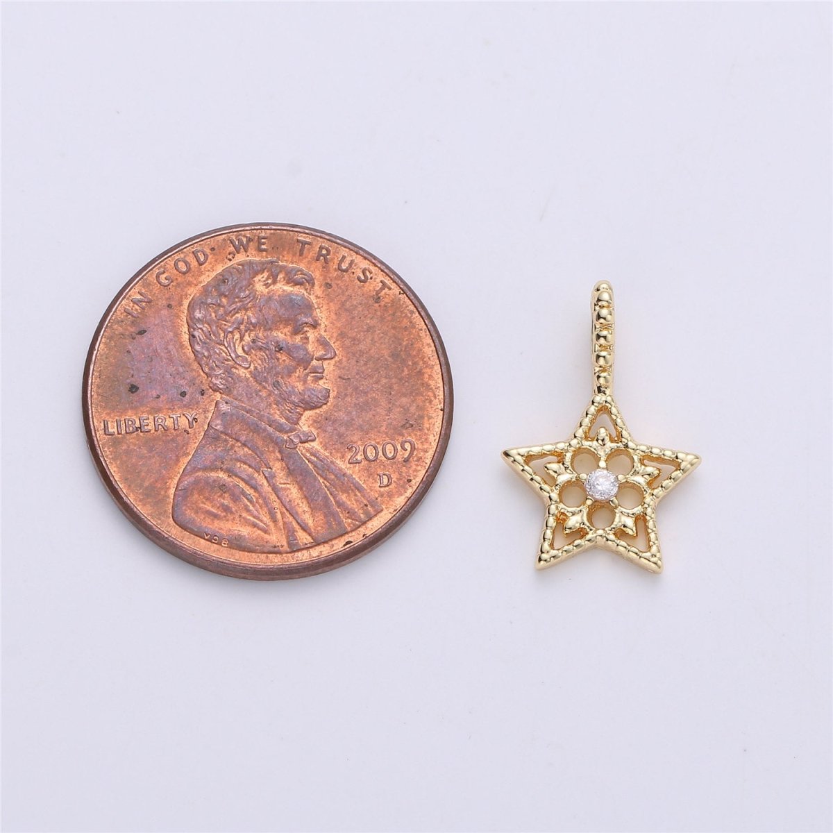 14K Gold Filled Celestial Star CZ Beaded Bail Pendant | C625
