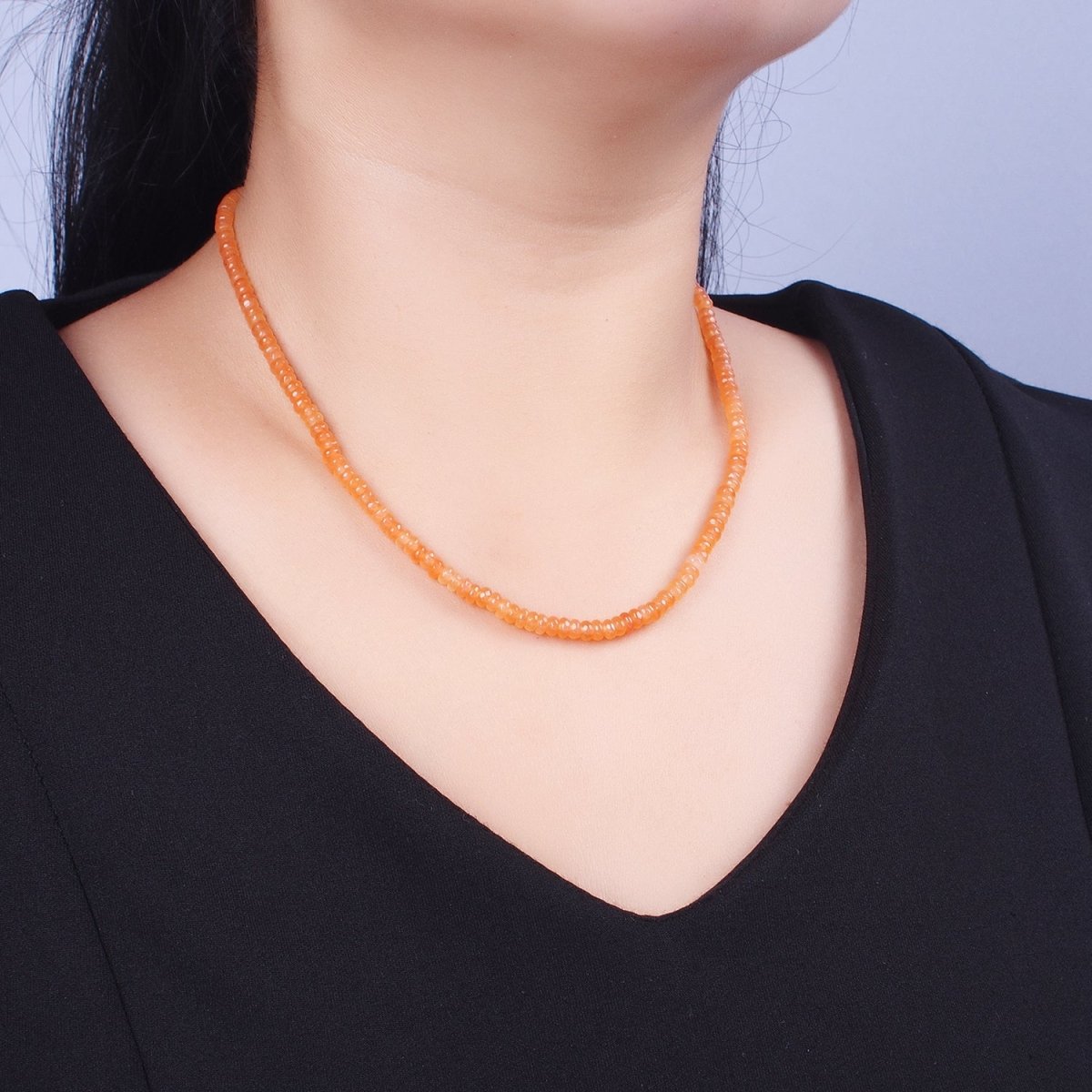 16 Inch Rhondelle 5mm Natural Stone Beads Handmade Necklaces | WA-1438 - WA-1443 WA-1480 - WA-1485