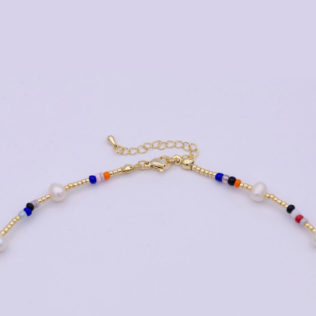 OS 16.5" Freshwater Pearl & Colorful Gold Bead Choker Necklace, Y2K Necklace Accessories | WA-545 Clearance Pricing
