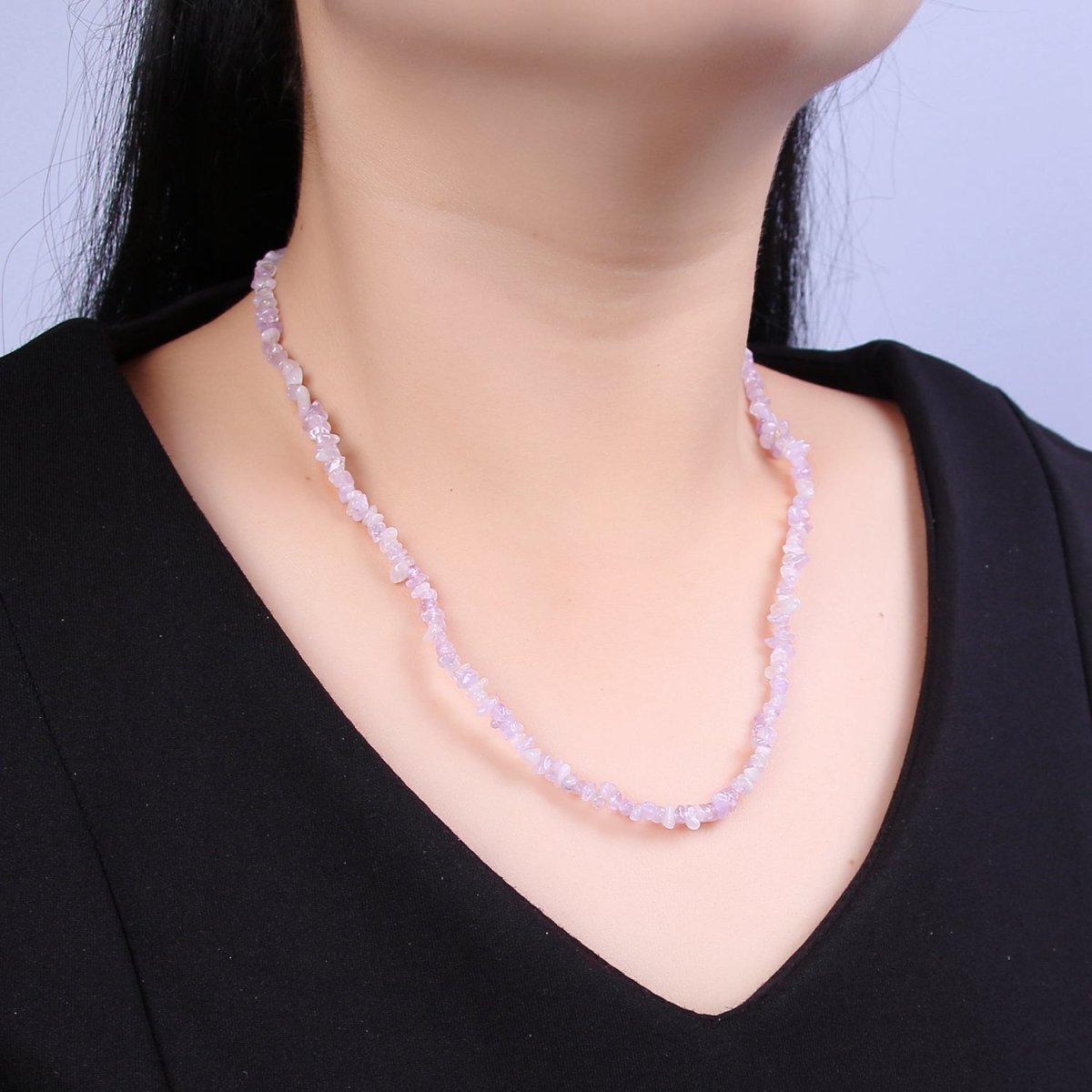 16.5 Inch Natural Purple Ametrine Quartz Crystal Stone Bead Necklace with 2" Extender | WA-636 Clearance Pricing
