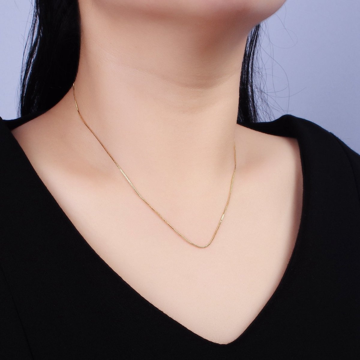 16K Gold Filled 0.7mm Dainty Box 18 Inch Slider Chain Necklace | WA-1937 Clearance Pricing