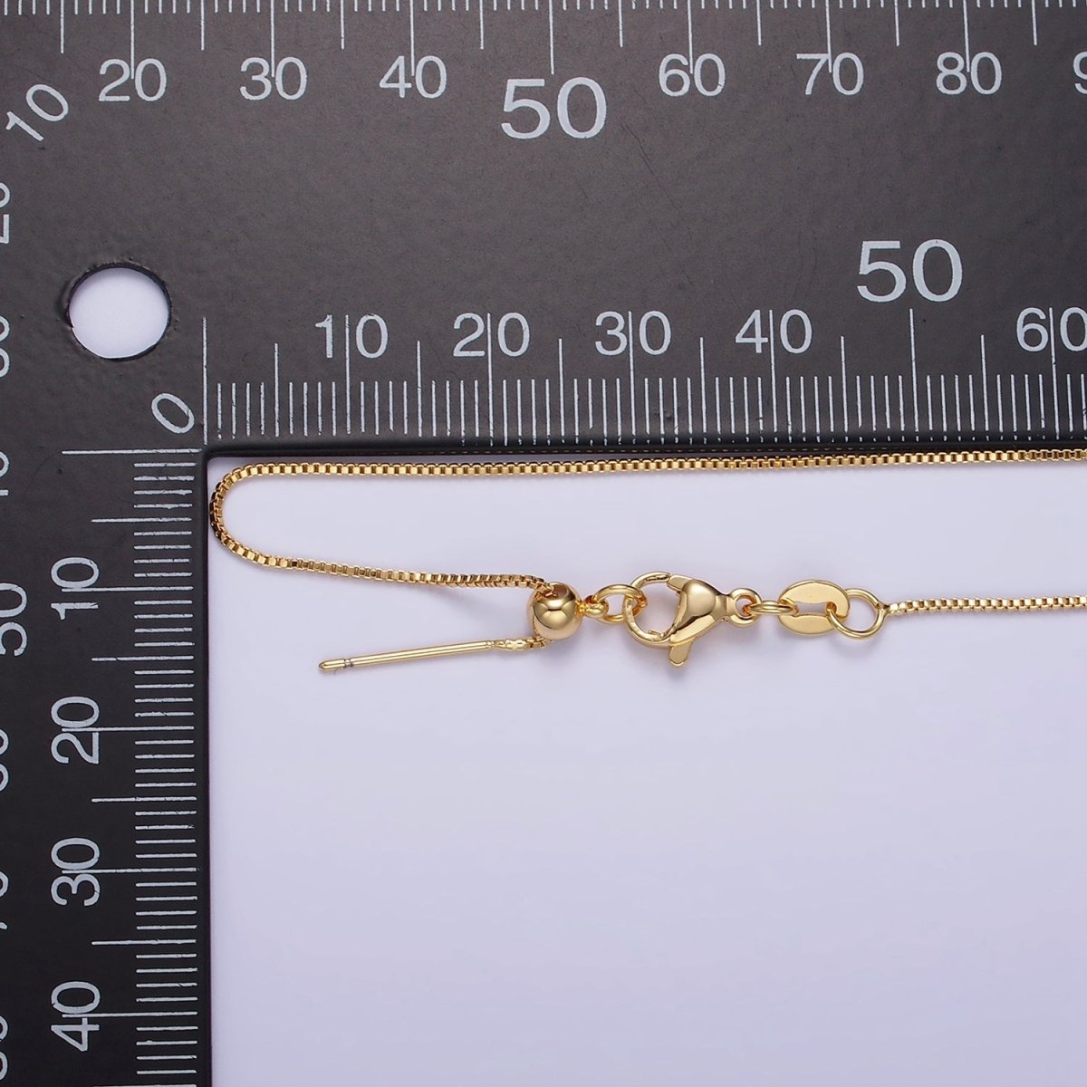 16K Gold Filled 0.7mm Dainty Box 18 Inch Slider Chain Necklace | WA-1937 Clearance Pricing