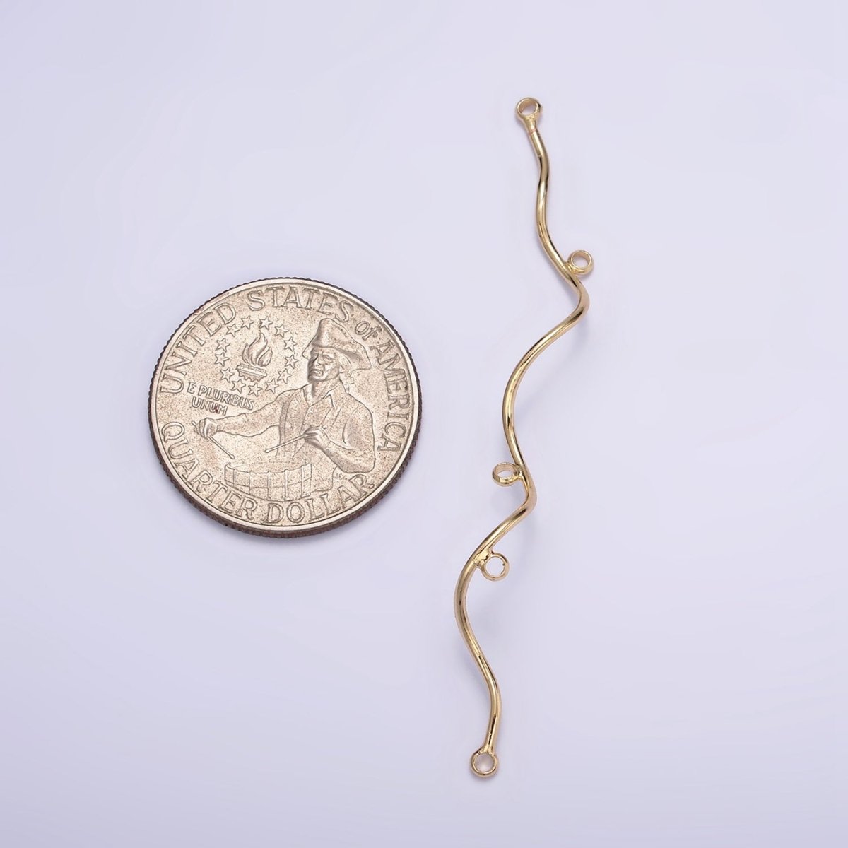 16K Gold Filled 1 PAIR 63mm Wavy Spiral Multiple Loop Charm Holder Necklace Earring Jewelry Supply | Z-433