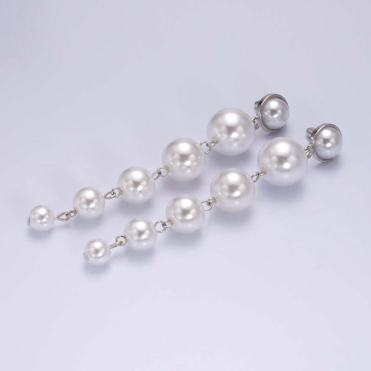 16K Gold Filled 100mm Multiple Shell Pearl Bezel Drop Stud Earrings in Gold & Silver | AE349 AE350