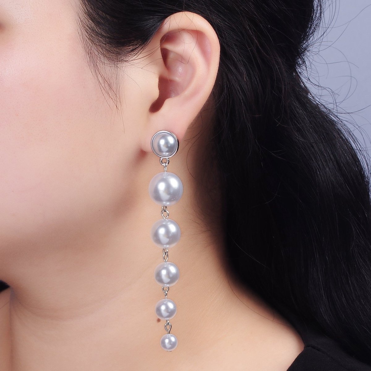 16K Gold Filled 100mm Multiple Shell Pearl Bezel Drop Stud Earrings in Gold & Silver | AE349 AE350