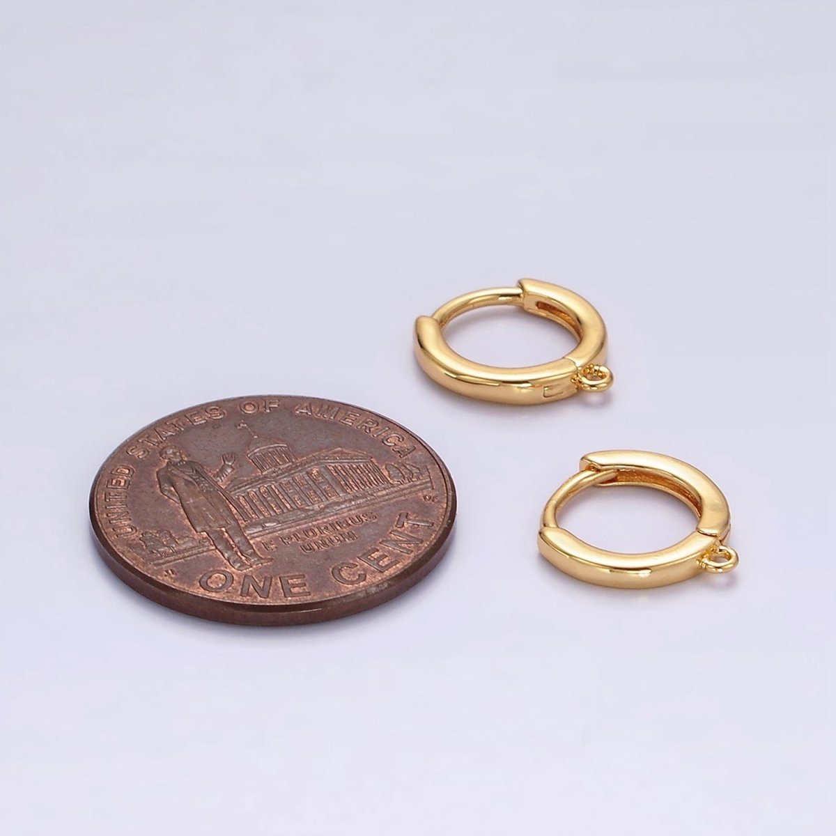 16K Gold Filled 10.5mm Cartilage Huggie Open Loop Minimalist Earrings Findings Supply | Z566