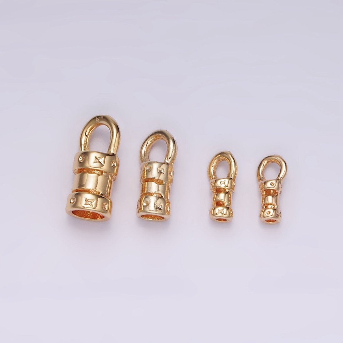16K Gold Filled 10mm, 9mm, 6.6mm Dotted Dented Open Bail Jewelry Supply Findings | Z645 - Z647