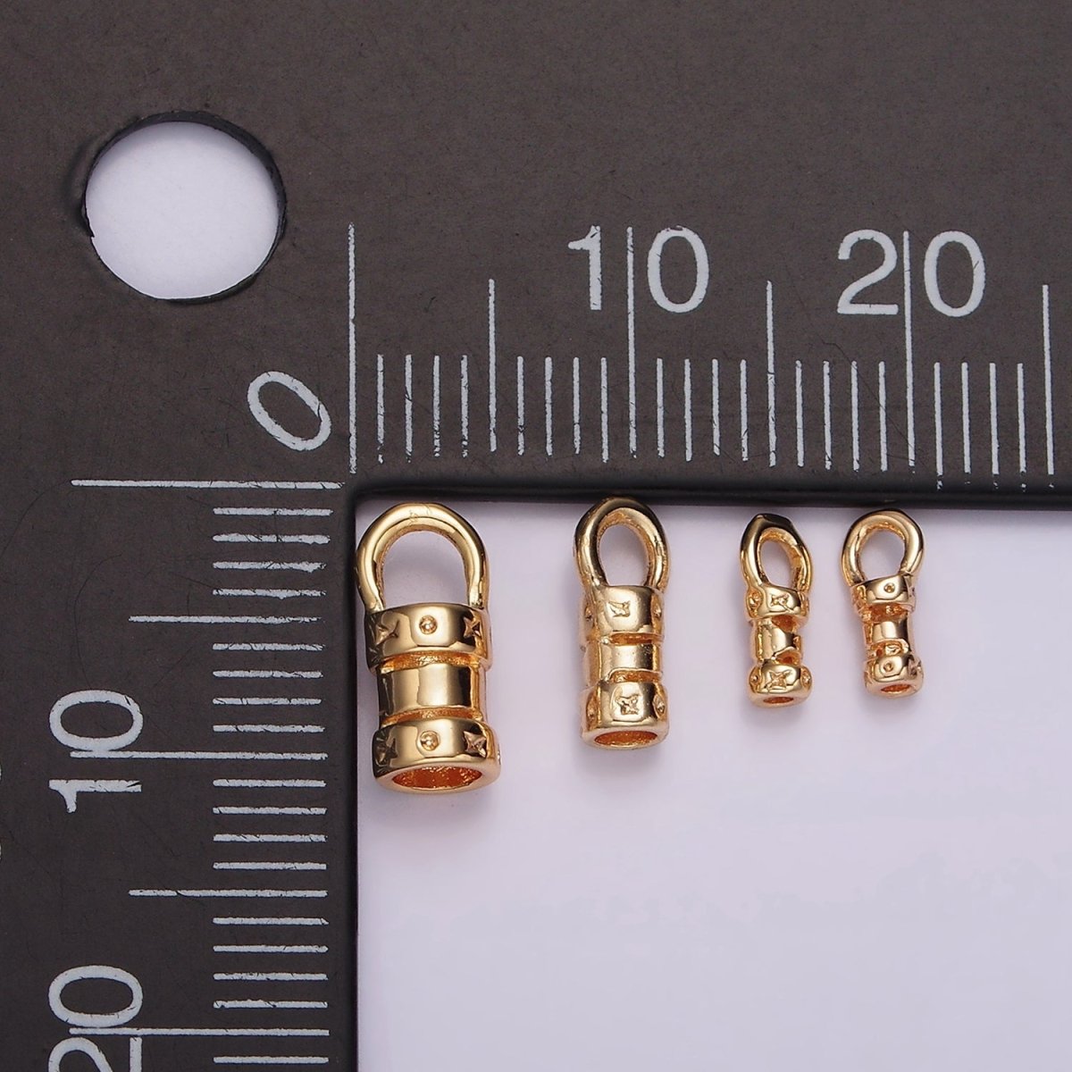 16K Gold Filled 10mm, 9mm, 6.6mm Dotted Dented Open Bail Jewelry Supply Findings | Z645 - Z647