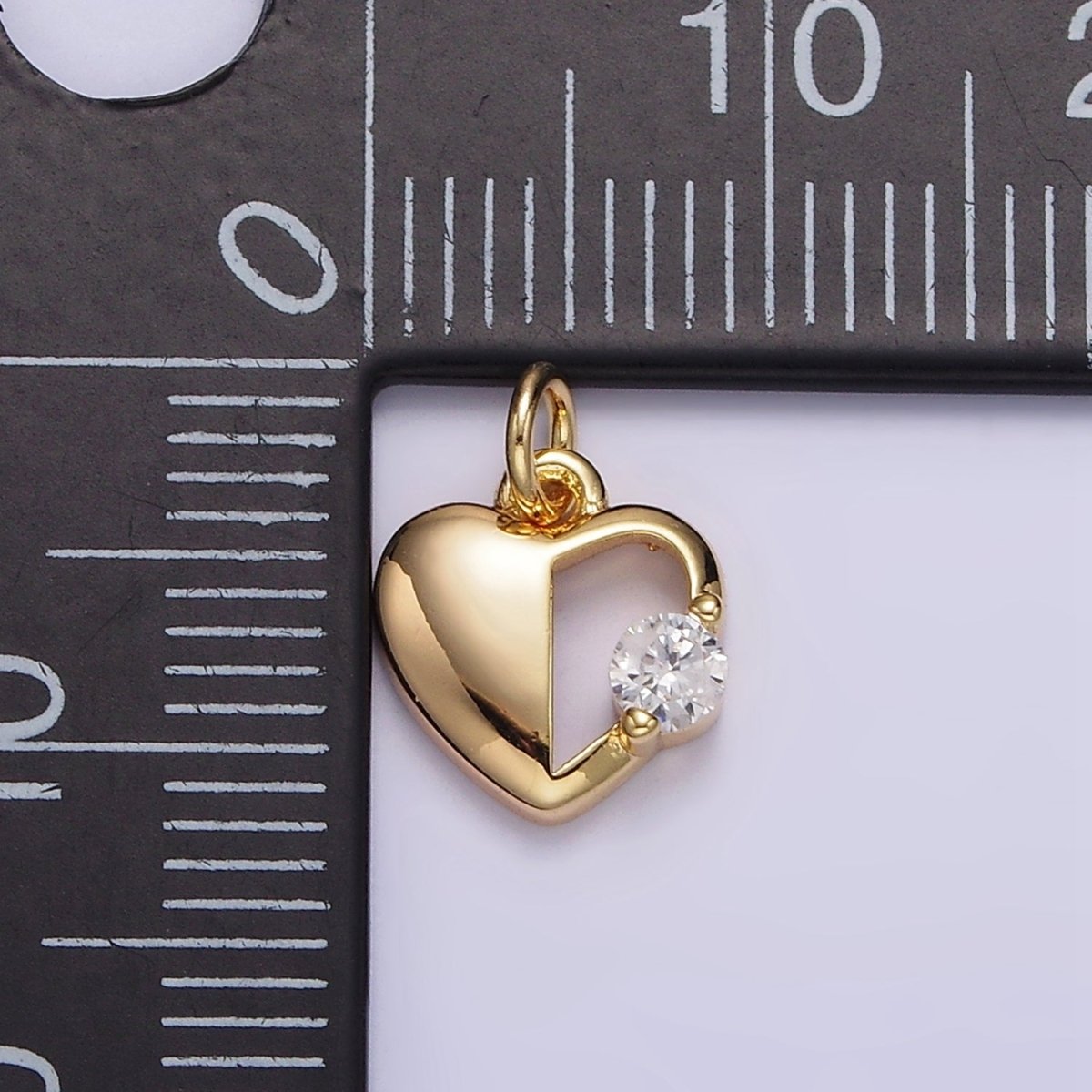 16K Gold Filled 11.5mm Clear CZ Open Heart Add-On Charm | N997