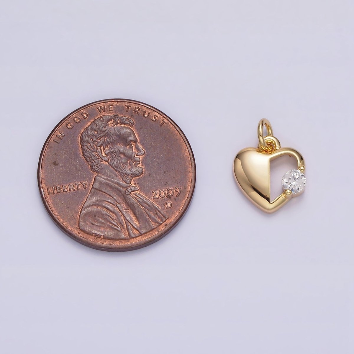 16K Gold Filled 11.5mm Clear CZ Open Heart Add-On Charm | N997