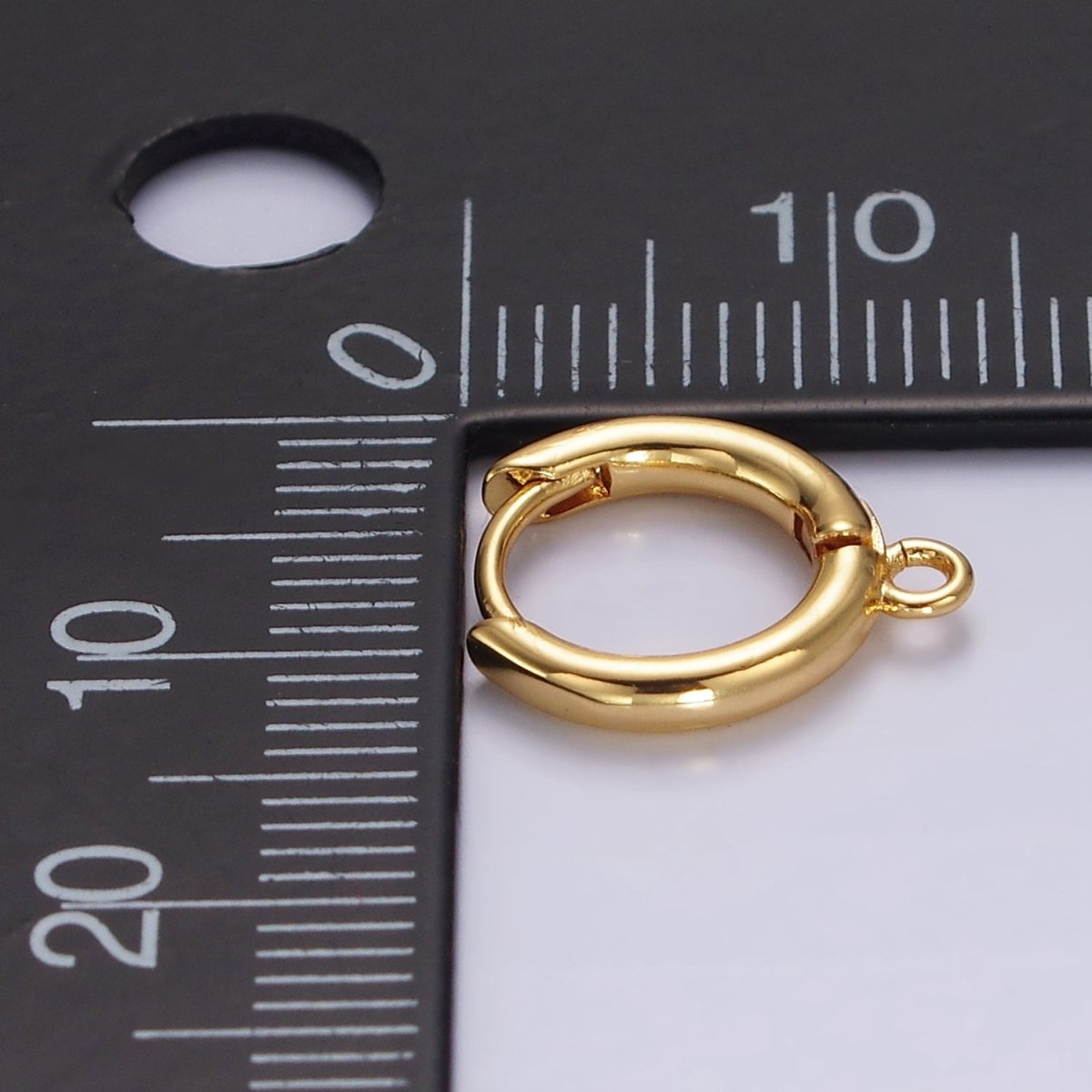 16K Gold Filled 11.8mm Minimalist Huggie Open Loop Earrings Findings Supply | Z564