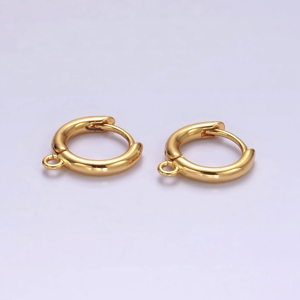 16K Gold Filled 11.8mm Minimalist Huggie Open Loop Earrings Findings Supply | Z564