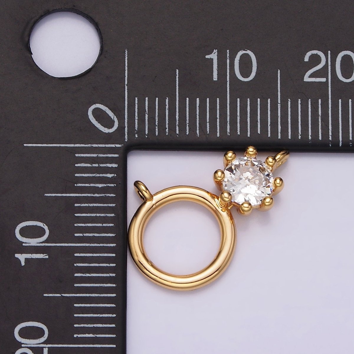 16K Gold Filled 12mm Clear CZ Open Round Geomatic Connector | G-032