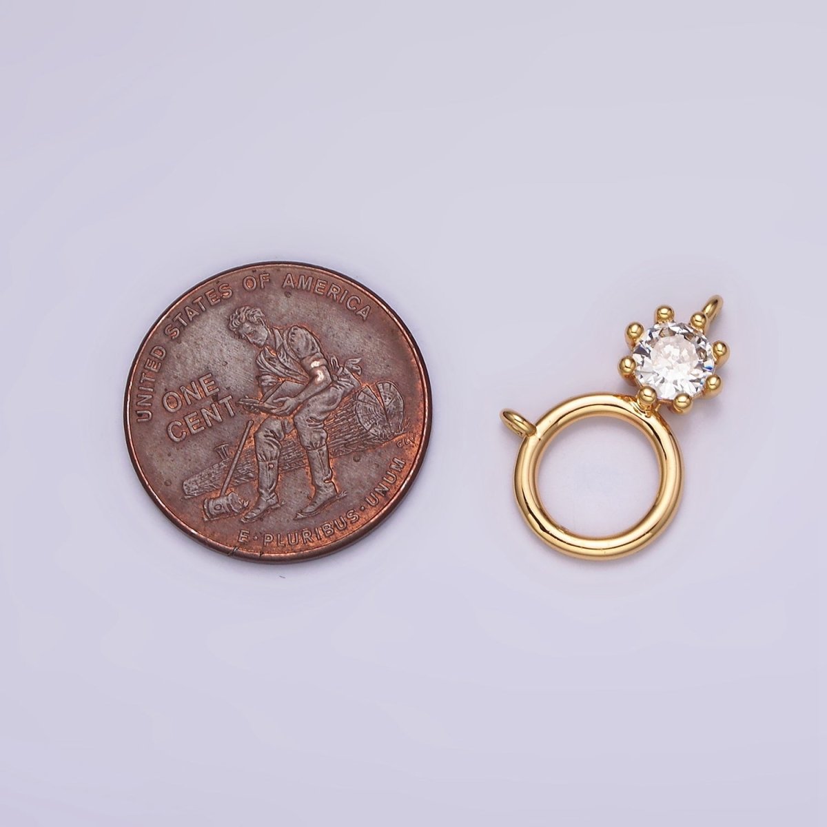 16K Gold Filled 12mm Clear CZ Open Round Geomatic Connector | G-032