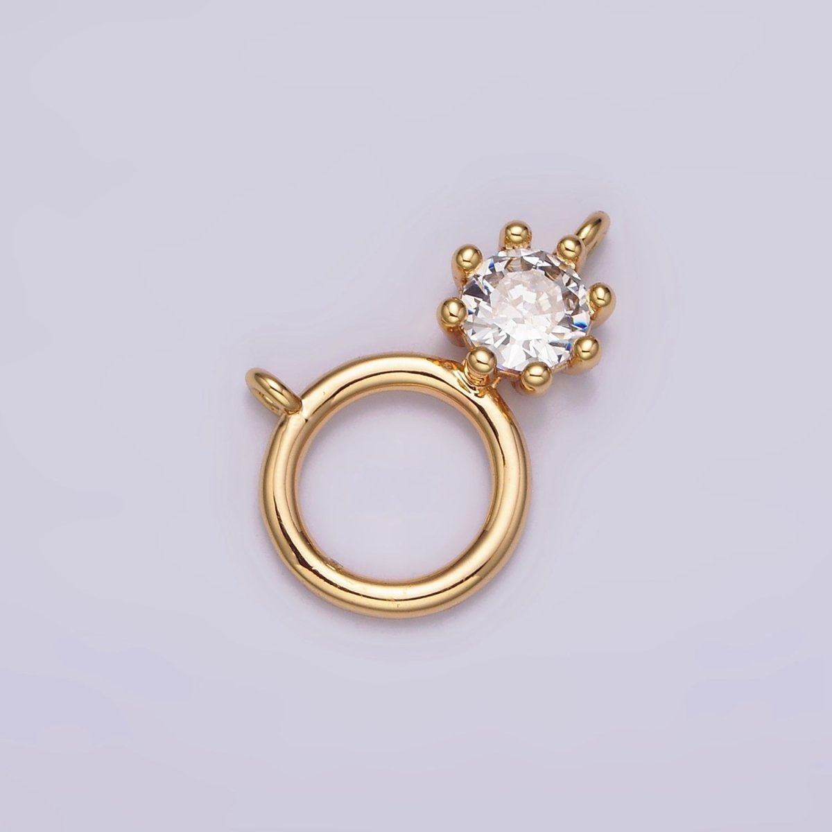 16K Gold Filled 12mm Clear CZ Open Round Geomatic Connector | G-032