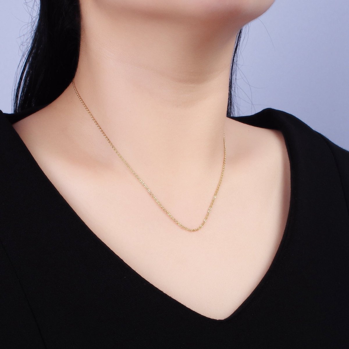 16K Gold Filled 1.2mm Dainty Cable 18.5 Inch Slider Chain Necklace | WA-1939 Clearance Pricing