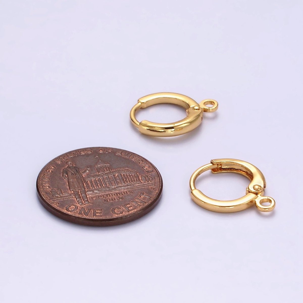 16K Gold Filled 12mm Minimalist Huggie Open Loop Earrings Findings Supply | Z565