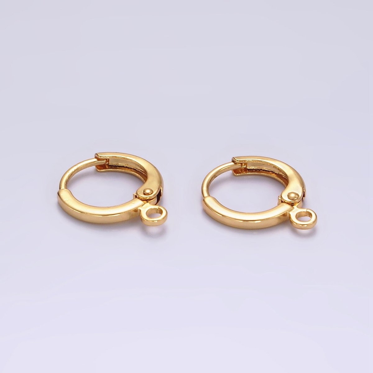 16K Gold Filled 12mm Minimalist Huggie Open Loop Earrings Findings Supply | Z565
