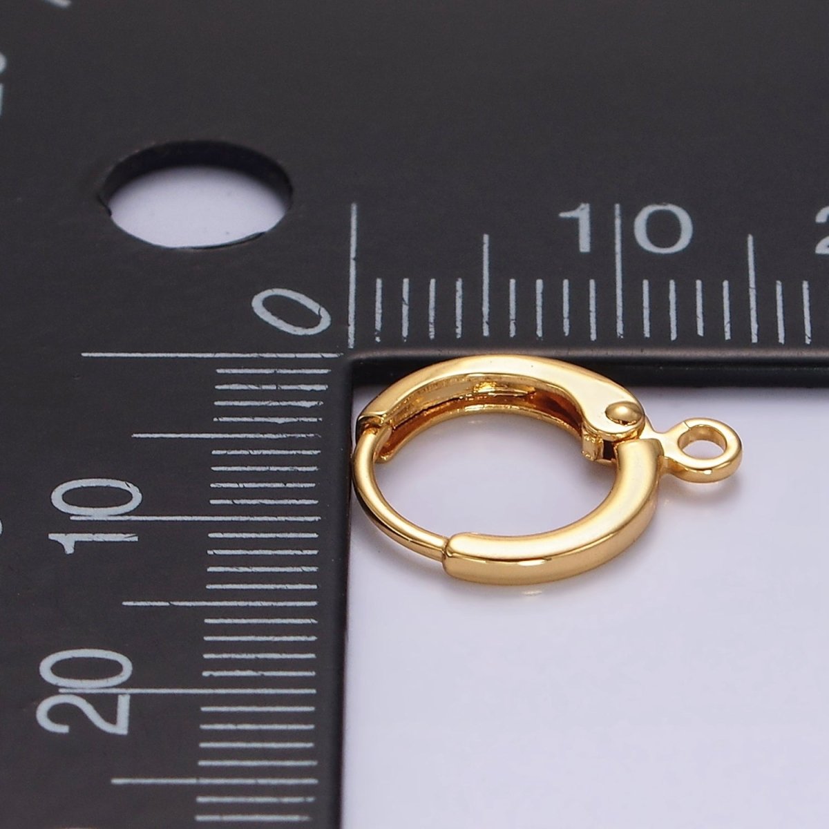 16K Gold Filled 12mm Minimalist Huggie Open Loop Earrings Findings Supply | Z565