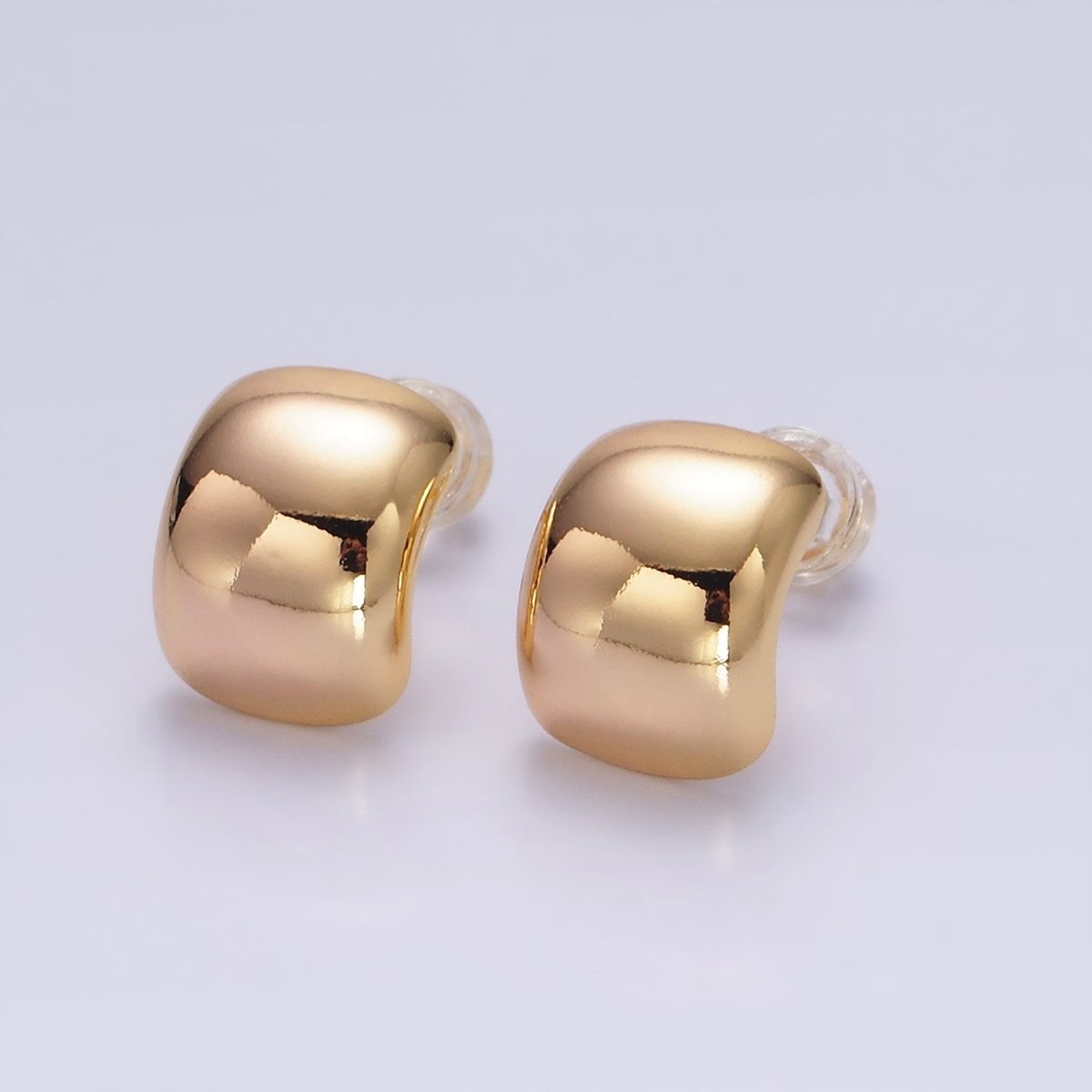 16K Gold Filled 12mm Wide Dome C-Shaped Cartilage Hoop Earrings | AE891