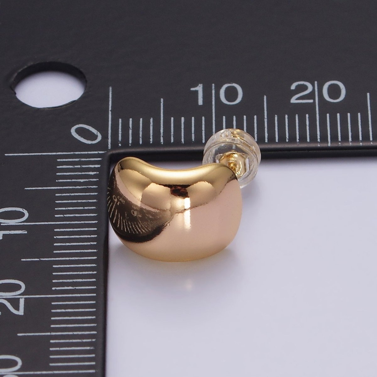 16K Gold Filled 12mm Wide Dome C-Shaped Cartilage Hoop Earrings | AE891