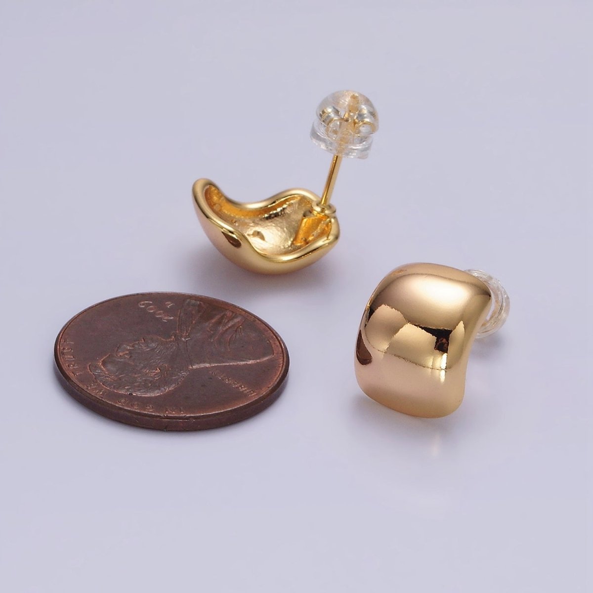 16K Gold Filled 12mm Wide Dome C-Shaped Cartilage Hoop Earrings | AE891