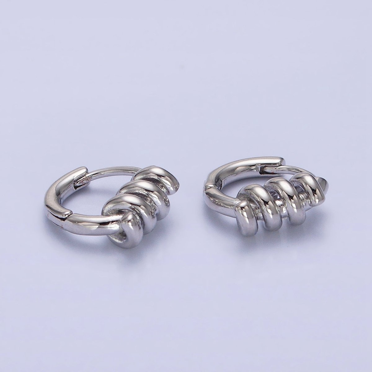 16K Gold Filled 13mm Triple Spiral Band Huggie Earrings in Gold & Silver | AD1096 AD1097