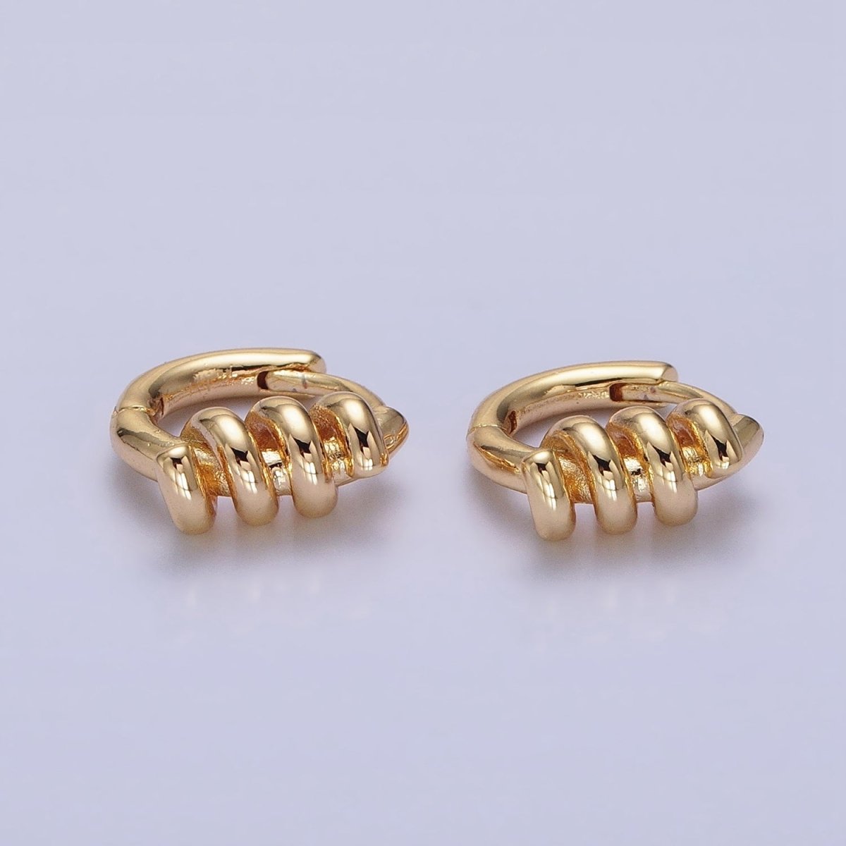 16K Gold Filled 13mm Triple Spiral Band Huggie Earrings in Gold & Silver | AD1096 AD1097